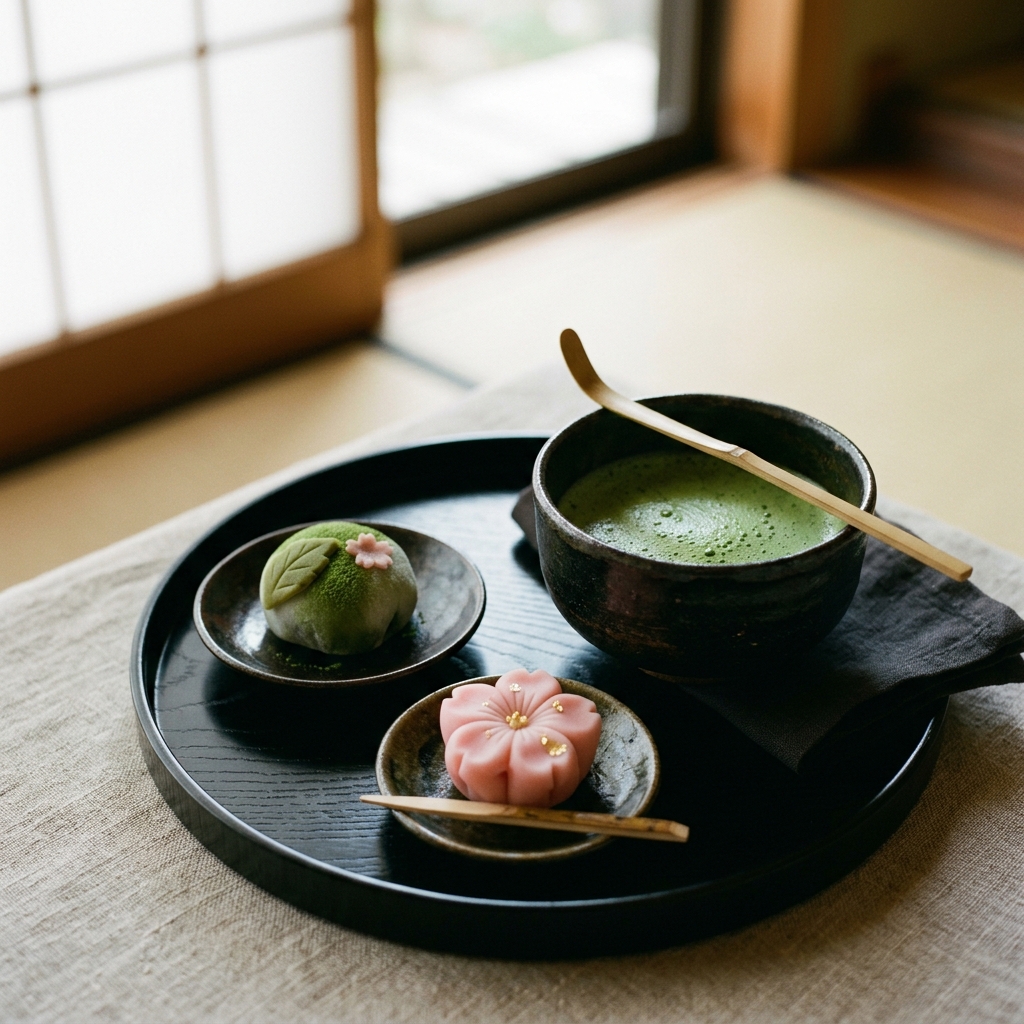 Cặp Bánh Wagashi & Matcha